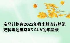 宝马计划在2022年推出其流行的氢燃料电池宝马X5 SUV的限量版