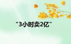 “3小时卖2亿”