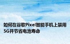 如何在谷歌Pixel智能手机上禁用5G并节省电池寿命