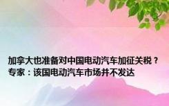 加拿大也准备对中国电动汽车加征关税？专家：该国电动汽车市场并不发达