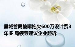 县城管局被曝拖欠600万设计费3年多 局领导建议企业起诉