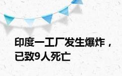 印度一工厂发生爆炸，已致9人死亡