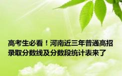 高考生必看！河南近三年普通高招录取分数线及分数段统计表来了