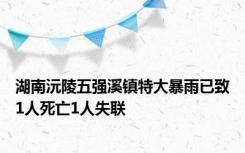 湖南沅陵五强溪镇特大暴雨已致1人死亡1人失联