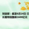 财政部：截至6月14日 已发行超长期特别国债1600亿元