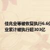 佳兆业等被恢复执行6.6亿 佳兆业累计被执行超303亿