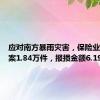 应对南方暴雨灾害，保险业已接报案1.84万件，报损金额6.19亿元