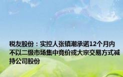 税友股份：实控人张镇潮承诺12个月内不以二级市场集中竞价或大宗交易方式减持公司股份