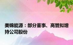 美锦能源：部分董事、高管拟增持公司股份