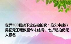 世界500强旗下企业被拍卖：拖欠中建八局亿元工程款至今未结清，七折起拍仍无人报名