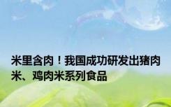 米里含肉！我国成功研发出猪肉米、鸡肉米系列食品