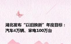 湖北发布“以旧换新”年度目标：汽车4万辆、家电100万台