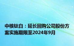 中核钛白：延长回购公司股份方案实施期限至2024年9月