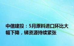 中信建投：5月原料进口环比大幅下降，锑资源持续紧张