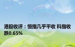 港股收评：恒指几乎平收 科指收跌0.65%