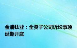 金浦钛业：全资子公司诉讼事项延期开庭