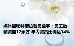 媒体揭秘特斯拉裁员数字：员工数骤减至12余万 年内减员比例达14%