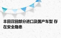 丰田召回部分进口及国产车型 存在安全隐患