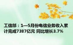 工信部：1—5月份电信业务收入累计完成7387亿元 同比增长3.7%