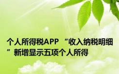 个人所得税APP “收入纳税明细”新增显示五项个人所得