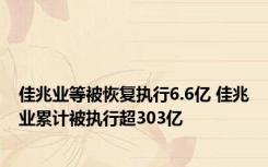 佳兆业等被恢复执行6.6亿 佳兆业累计被执行超303亿