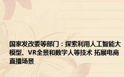 国家发改委等部门：探索利用人工智能大模型、VR全景和数字人等技术 拓展电商直播场景