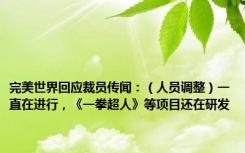 完美世界回应裁员传闻：（人员调整）一直在进行，《一拳超人》等项目还在研发