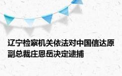 辽宁检察机关依法对中国信达原副总裁庄恩岳决定逮捕