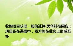 收购项目获批，股价涨停 昊华科技回应：项目正在进展中，双方将在业务上形成互补