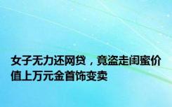 女子无力还网贷，竟盗走闺蜜价值上万元金首饰变卖