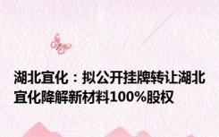 湖北宜化：拟公开挂牌转让湖北宜化降解新材料100%股权