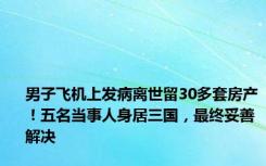 男子飞机上发病离世留30多套房产！五名当事人身居三国，最终妥善解决