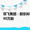 双飞集团：股东拟减持290万股