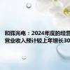 和辉光电：2024年度的经营目标为营业收入预计较上年增长30%以上