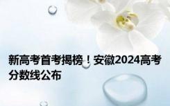 新高考首考揭榜！安徽2024高考分数线公布