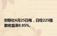 财联社6月25日电，日经225指数收盘涨0.95%。