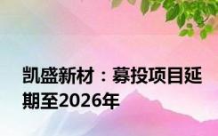 凯盛新材：募投项目延期至2026年