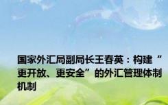 国家外汇局副局长王春英：构建“更开放、更安全”的外汇管理体制机制