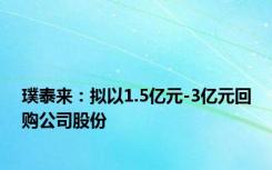 璞泰来：拟以1.5亿元-3亿元回购公司股份