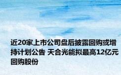 近20家上市公司盘后披露回购或增持计划公告 天合光能拟最高12亿元回购股份