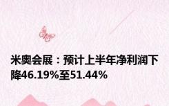 米奥会展：预计上半年净利润下降46.19%至51.44%