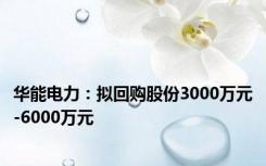 华能电力：拟回购股份3000万元-6000万元