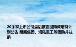 20余家上市公司盘后披露回购或增持计划公告 朗新集团、海陆重工等回购并注销