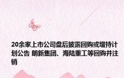 20余家上市公司盘后披露回购或增持计划公告 朗新集团、海陆重工等回购并注销