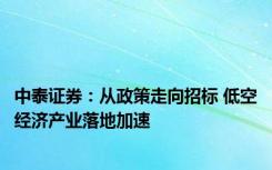 中泰证券：从政策走向招标 低空经济产业落地加速