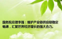 国务院总理李强：维护产业链供应链稳定畅通，汇聚世界经济增长的强大合力。