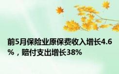 前5月保险业原保费收入增长4.6%，赔付支出增长38%