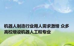 机器人制造行业用人需求激增 众多高校增设机器人工程专业