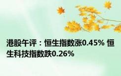 港股午评：恒生指数涨0.45% 恒生科技指数跌0.26%