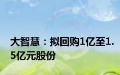 大智慧：拟回购1亿至1.5亿元股份